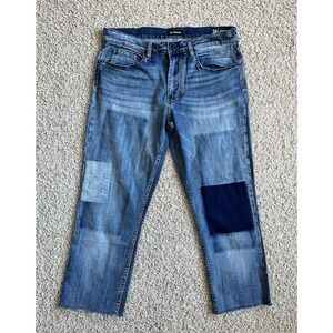BlankNYC Jeans Womens Sz 38 Stanton Straight Stretch Patchwork Designer Patches